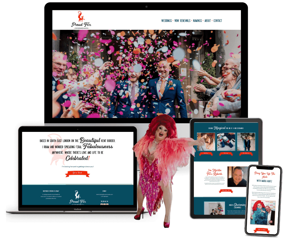 Celebrant website design for Proud Fox Drag Queen