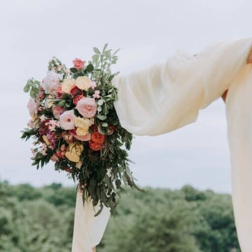 Flowers on wedding arch